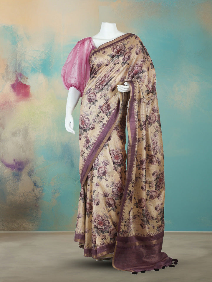 Digital Floral Printed Art Silk Saree
