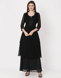 MBZ Meena Bazaar-Black Georgette Kurti with Palazzo