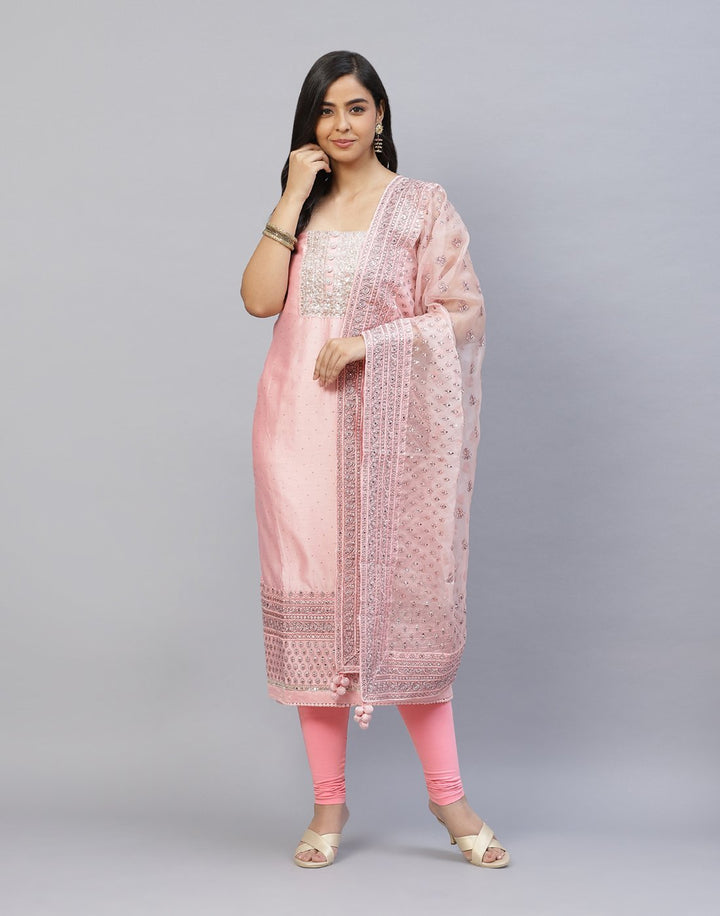 Embroidered Cotton Chanderi Suit Piece