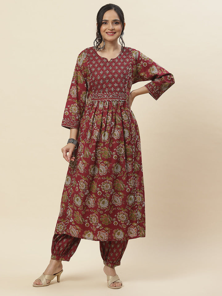 Printed Cotton Kurta With Pants