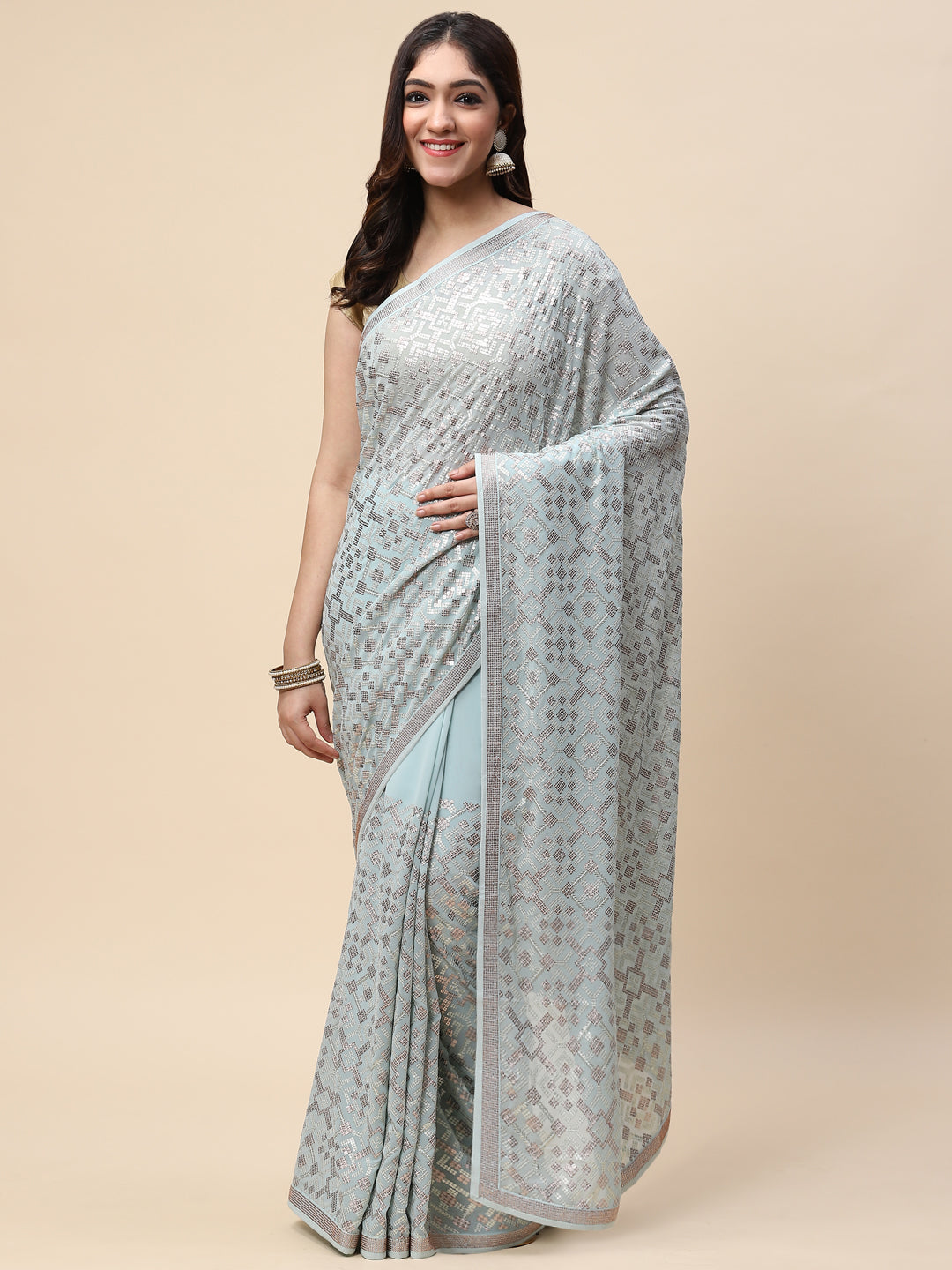 Sequin Embroidered Georgette Saree