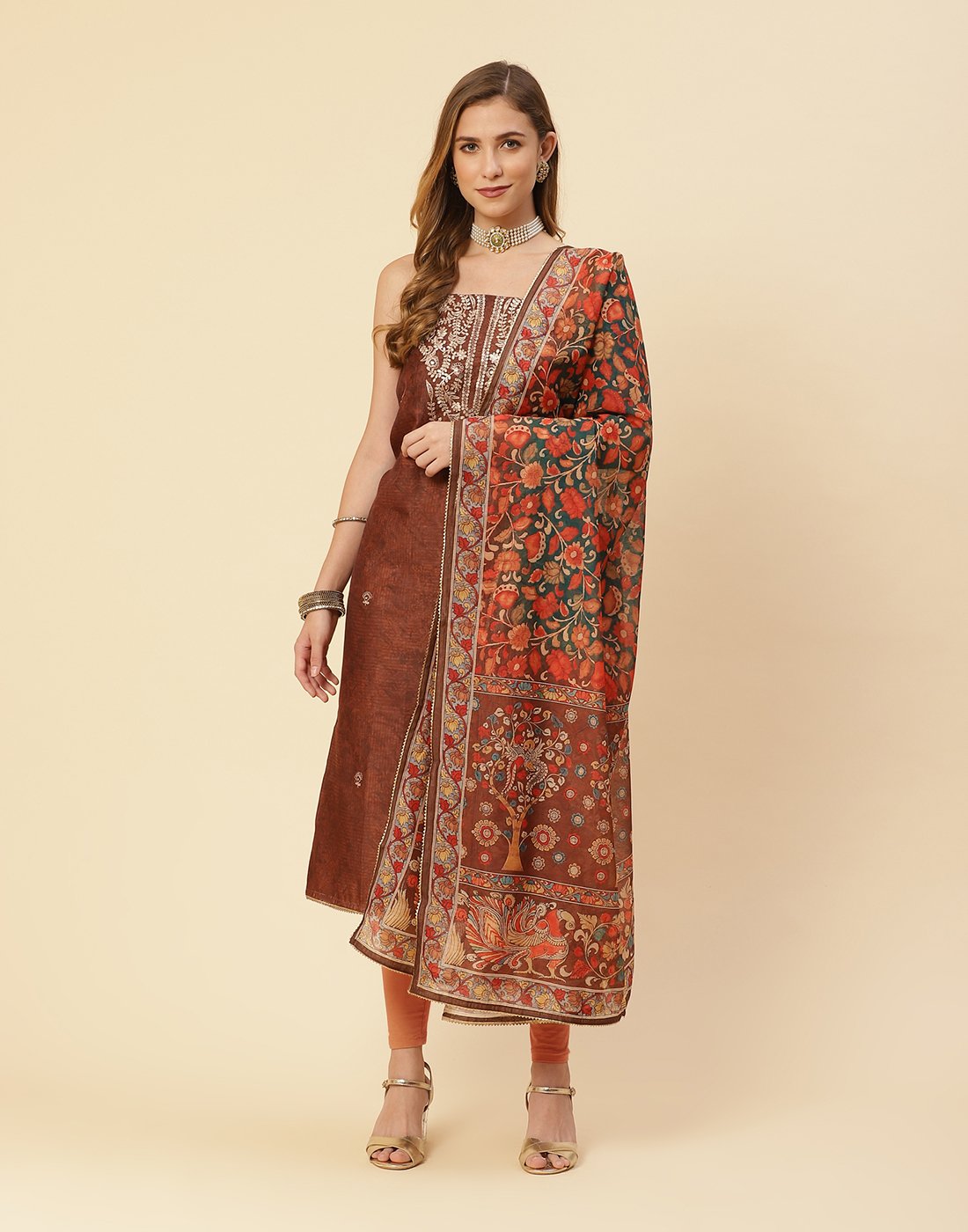 Printed Chanderi Suit Piece