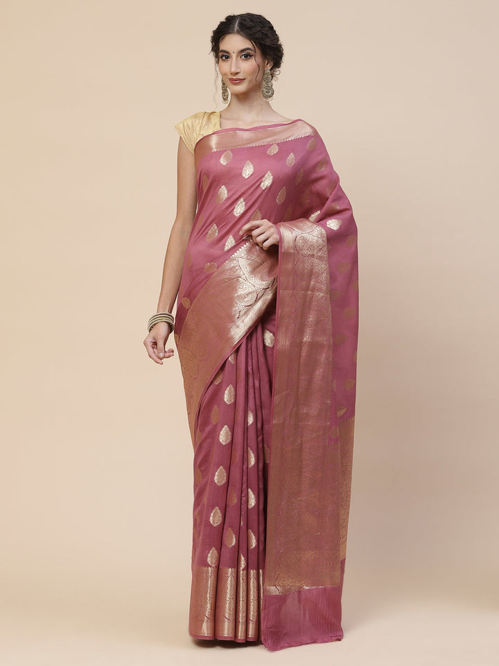 Zari Border Booti Cotton Woven Saree