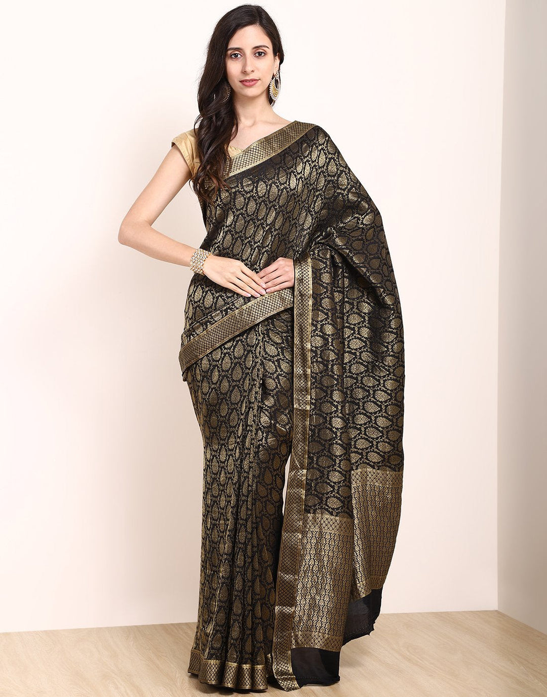 Black Crape Saree