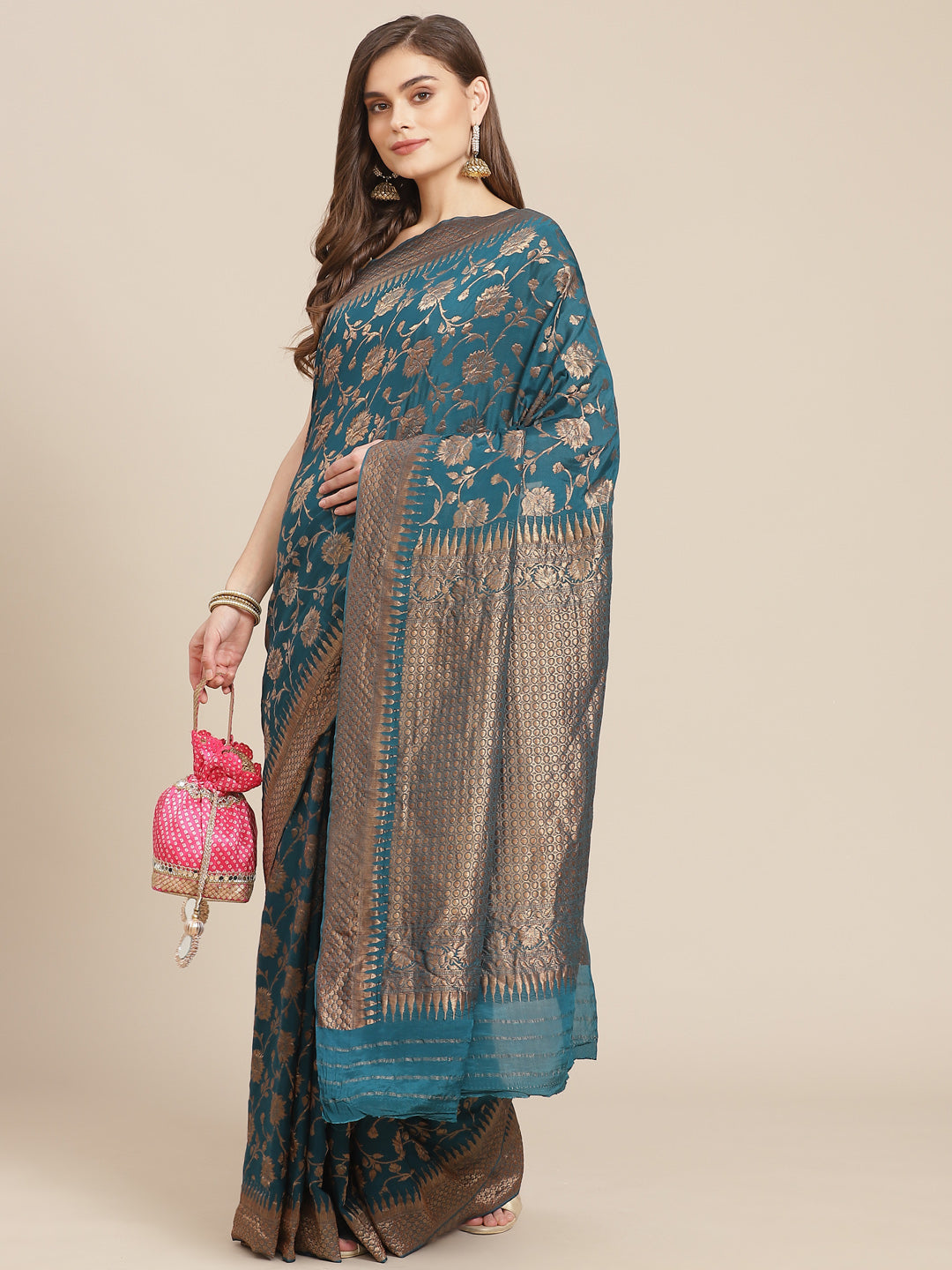 Zari Jaal Crepe Saree