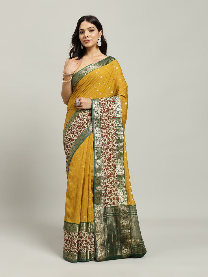 Digital Printed Cotton Blend Woven Saree
