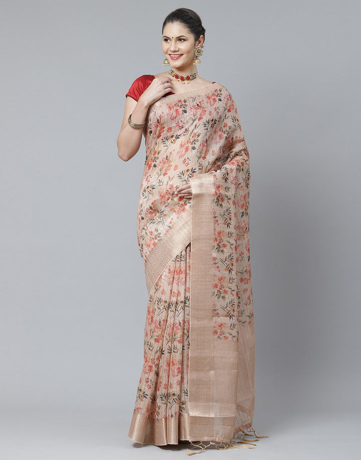 Floral Cotton Printed Saree