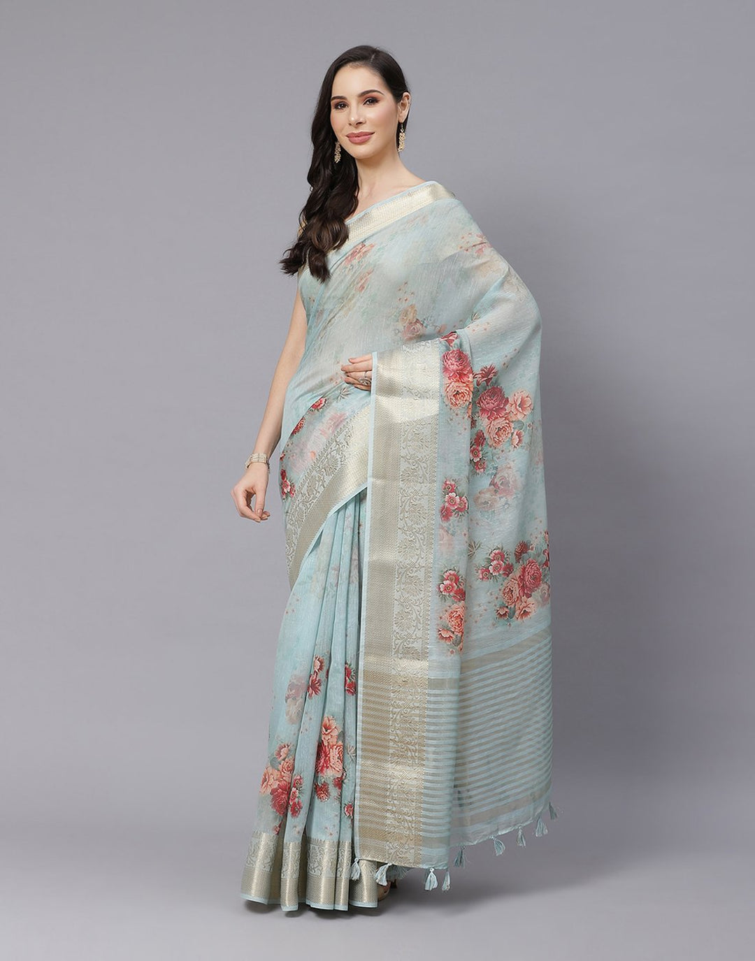 Digital Floral Cotton Printed Saree