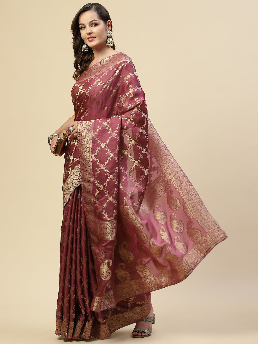 Zari Jaal Banarasi Woven Saree