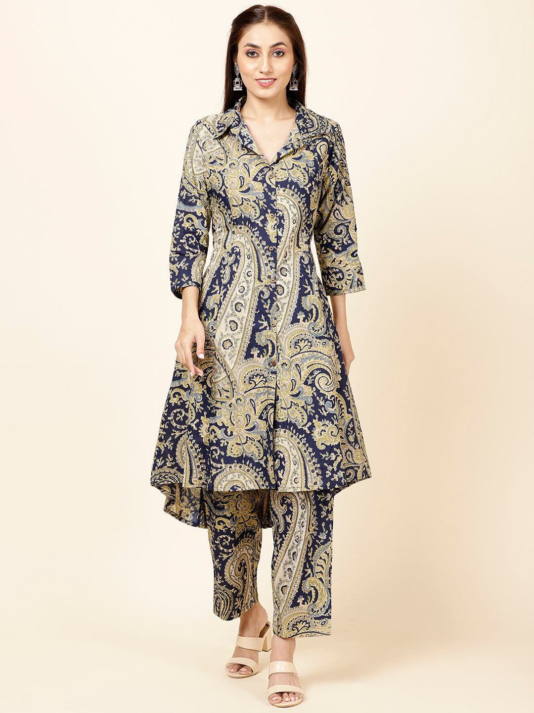 Paisley Printed Cotton Kurta With Pants