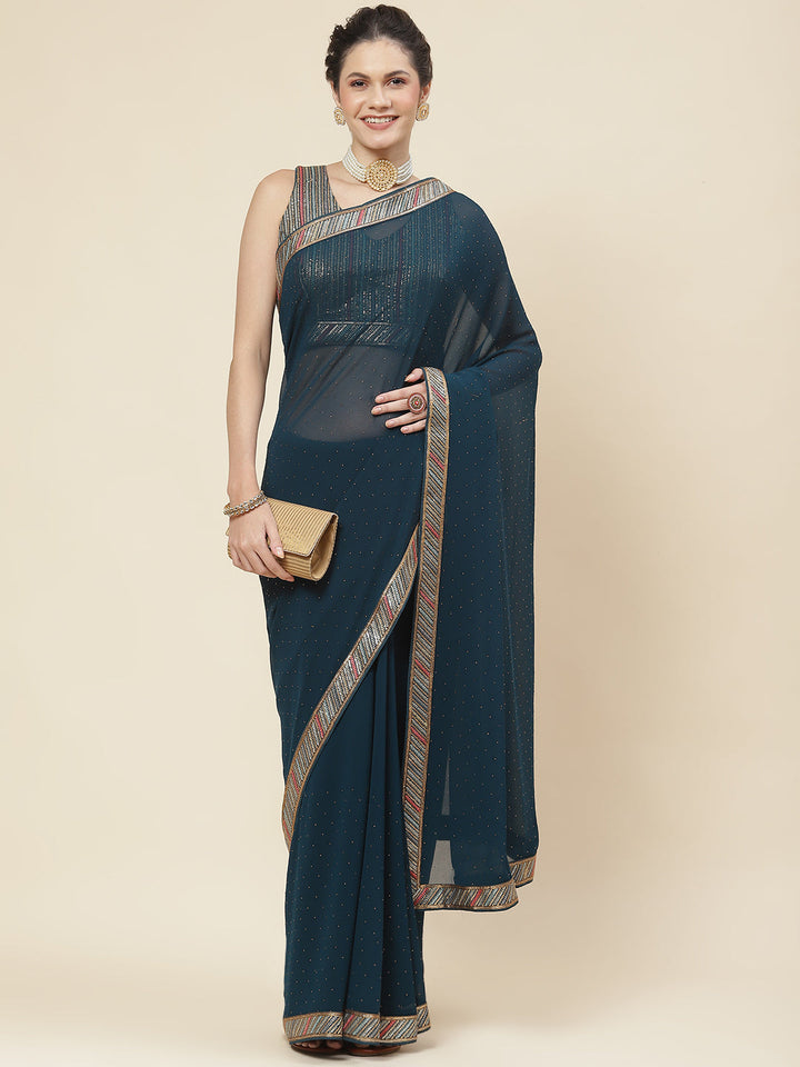 Stone Embroidered Georgette Saree