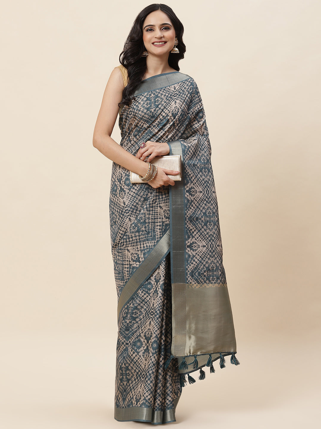 Printed Tussar Saree