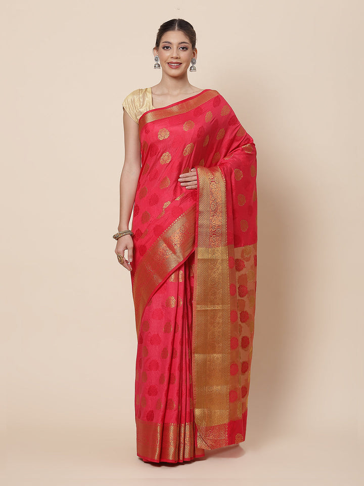 Zari Border Booti Art HAndloom Woven Saree