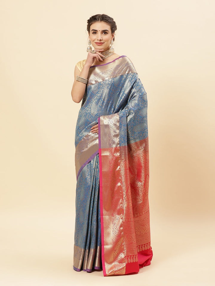 Art Handloom Saree with Brocade Zari Jaal Border