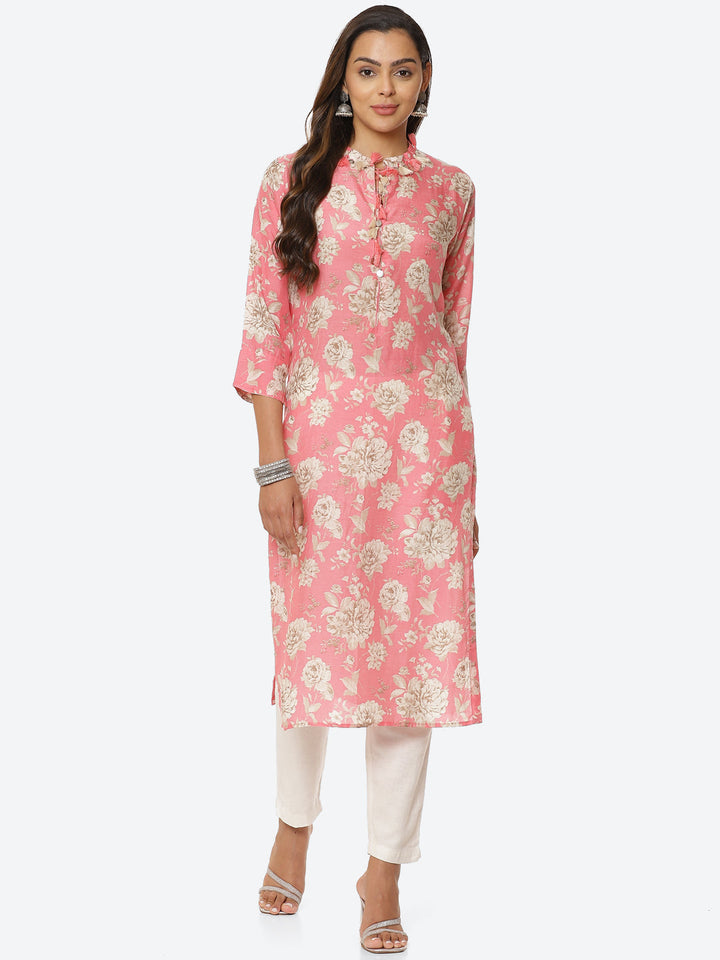 Floral Printed Muslin Kurta