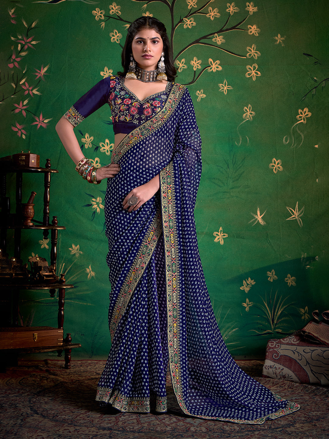 Bandhani Printed Georgette Saree