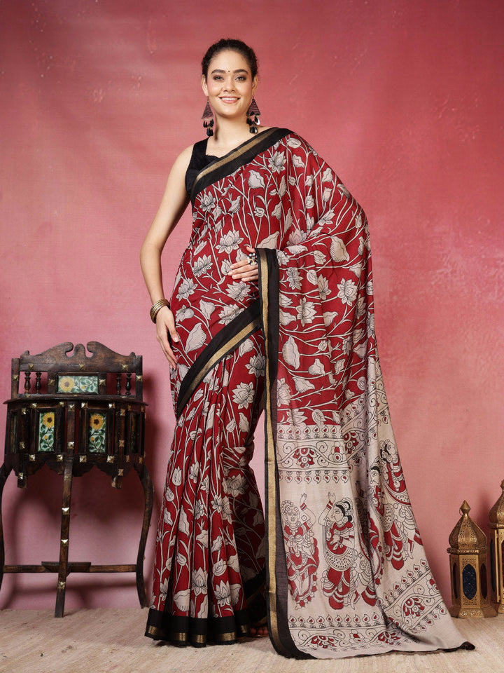 Floral Printed Art Silk Saree