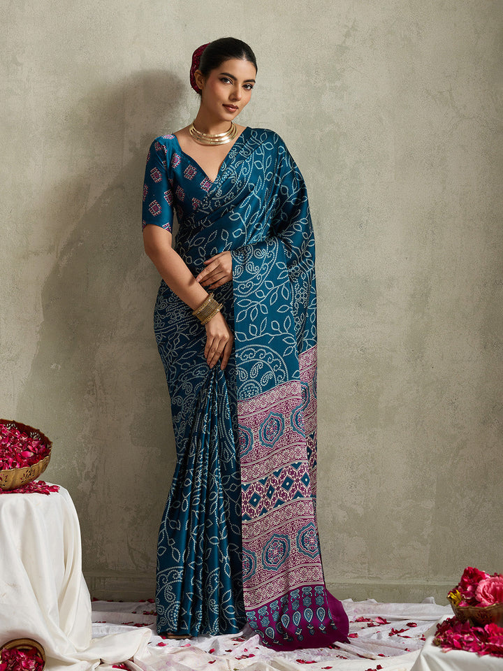 Printed Satin Saree