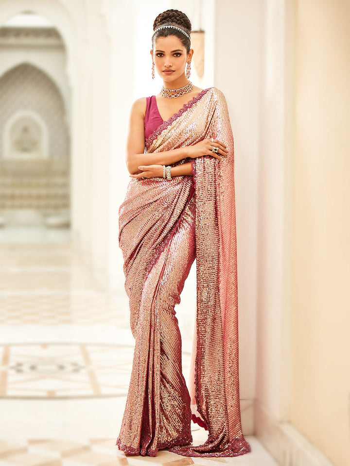 Sequence Embroidered Net Saree