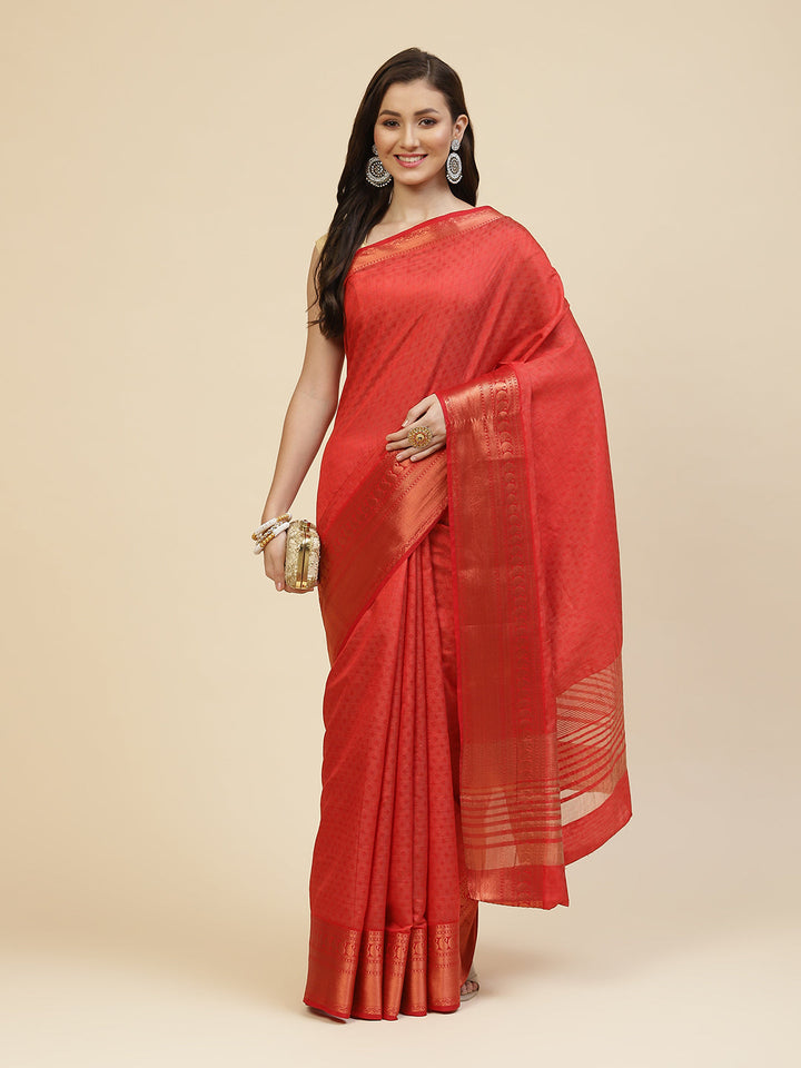 Zari Border Booti Tussar Woven Saree