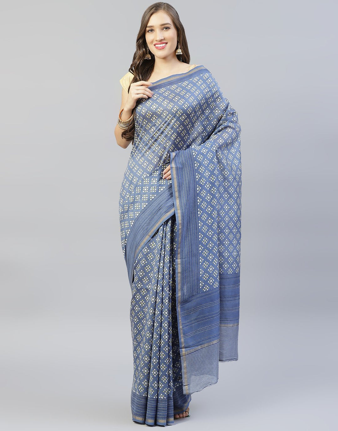 Kantha Border Printed Cotton Saree