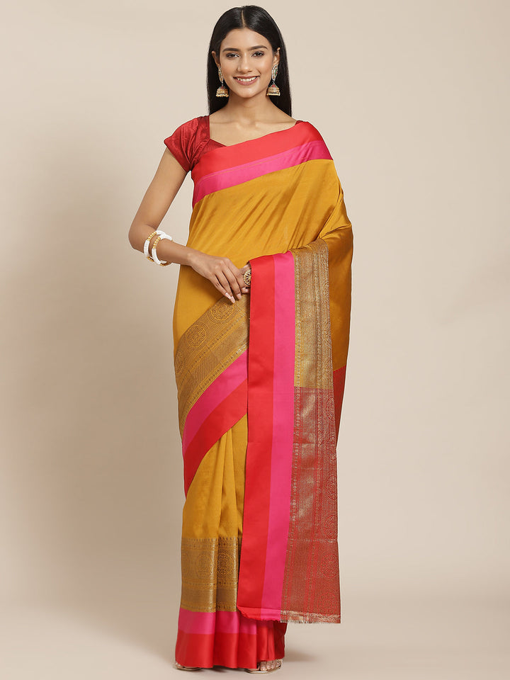 Plain Zari Border Cotton Woven Saree