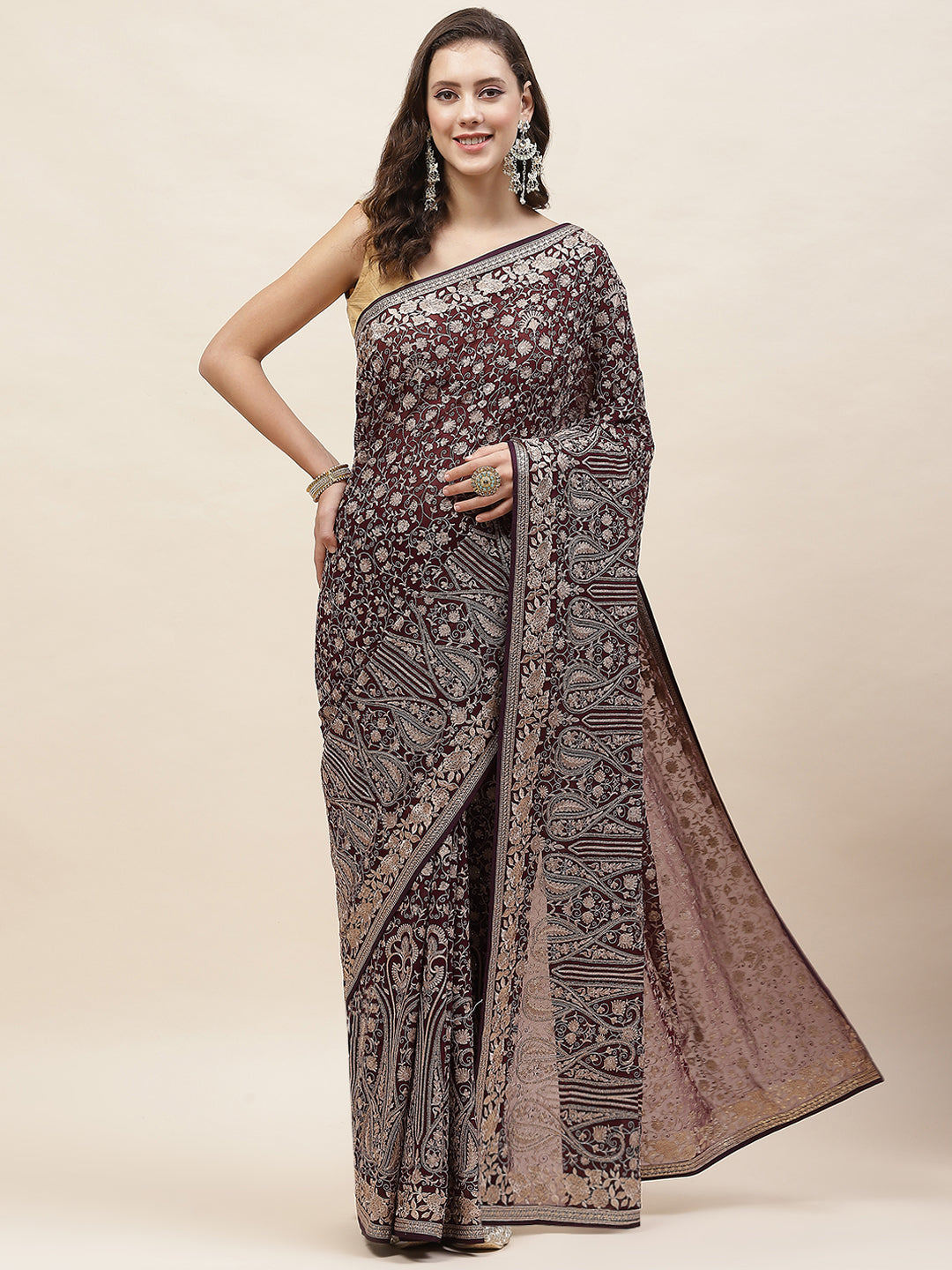 Resham Jaal Embroidery Georgette Saree