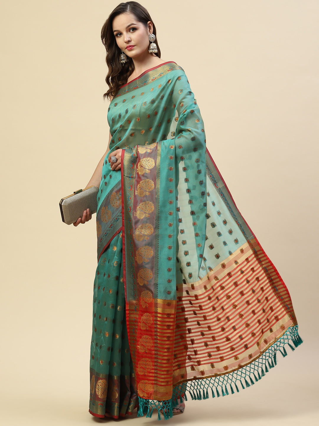 Zari Booti Cotton Woven Saree