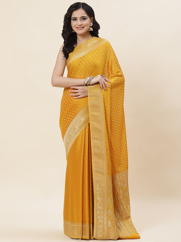 Zari Border Plain Crepe Saree