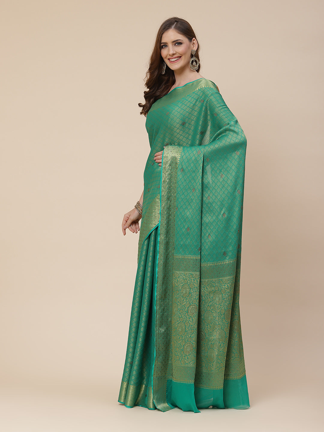 Stone Work Georgette Plain Saree
