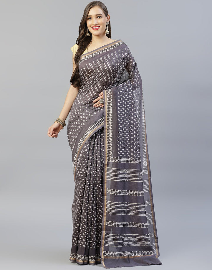 Printed Cotton Chanderi Saree