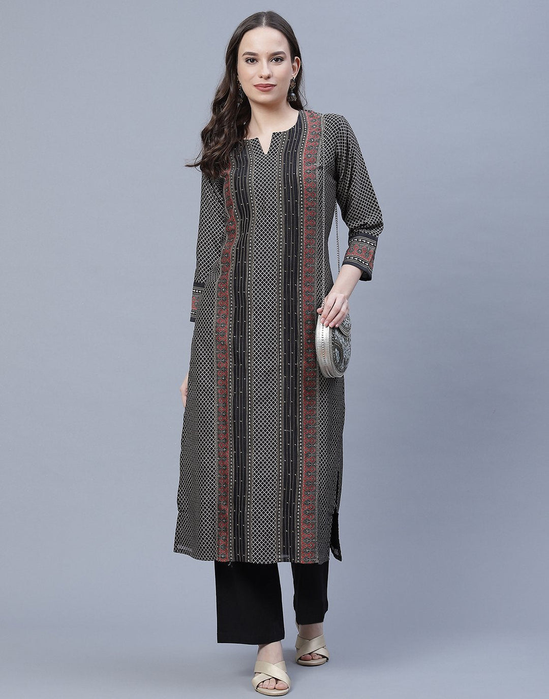 Chanderi Printed Kurti Pant Set
