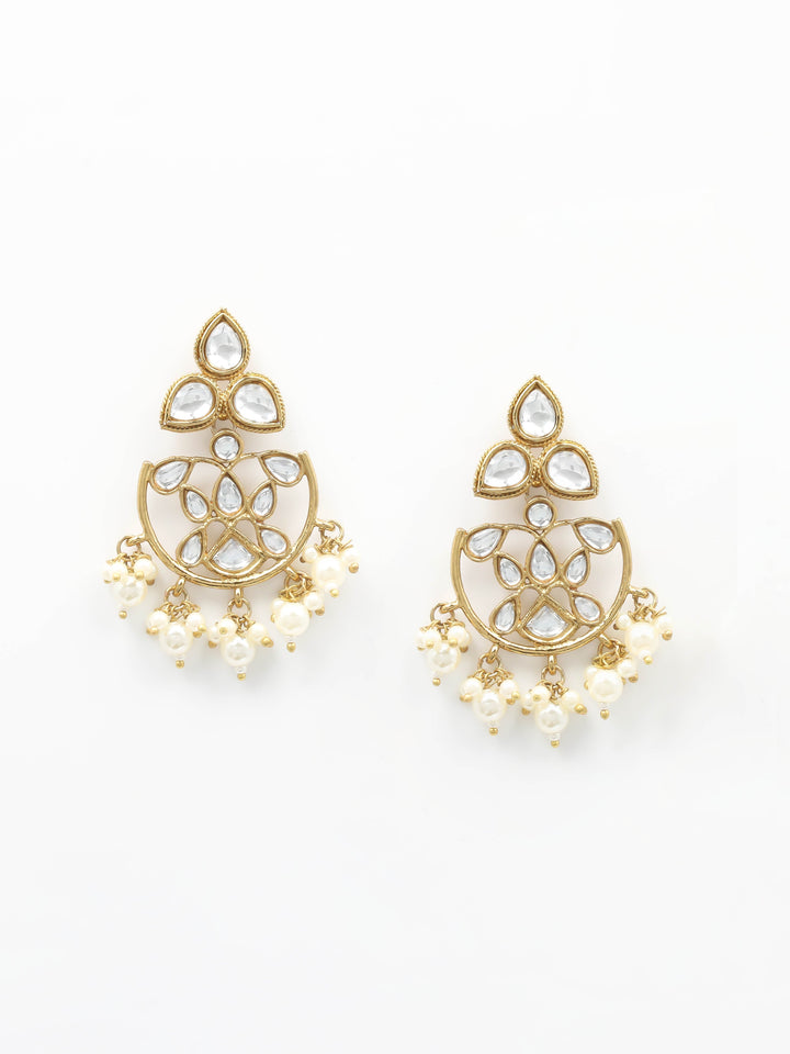 Gold &amp; White Drop &amp; Dangler Earrings
