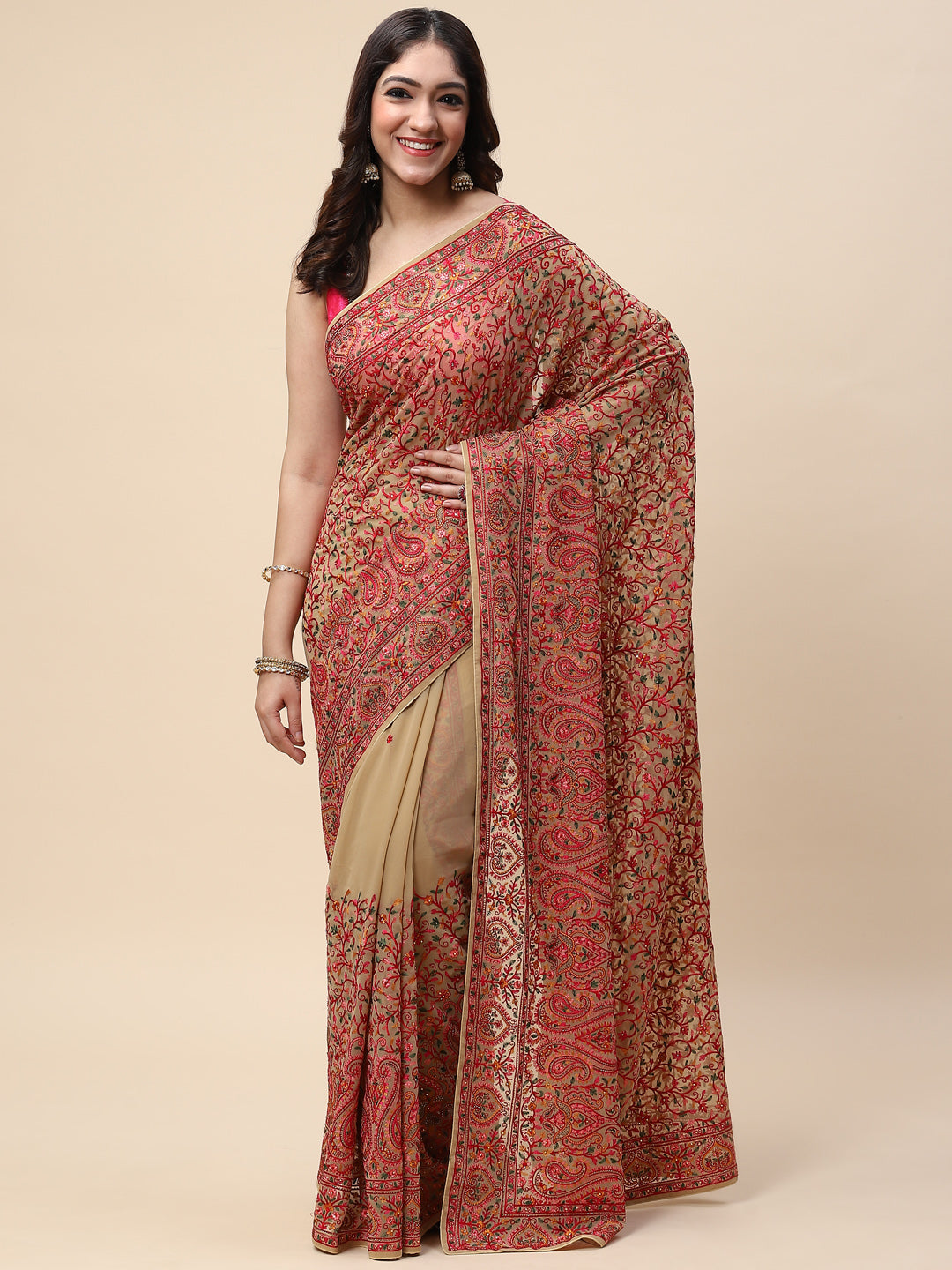 Resham Jaal Embroidered Georgette Saree