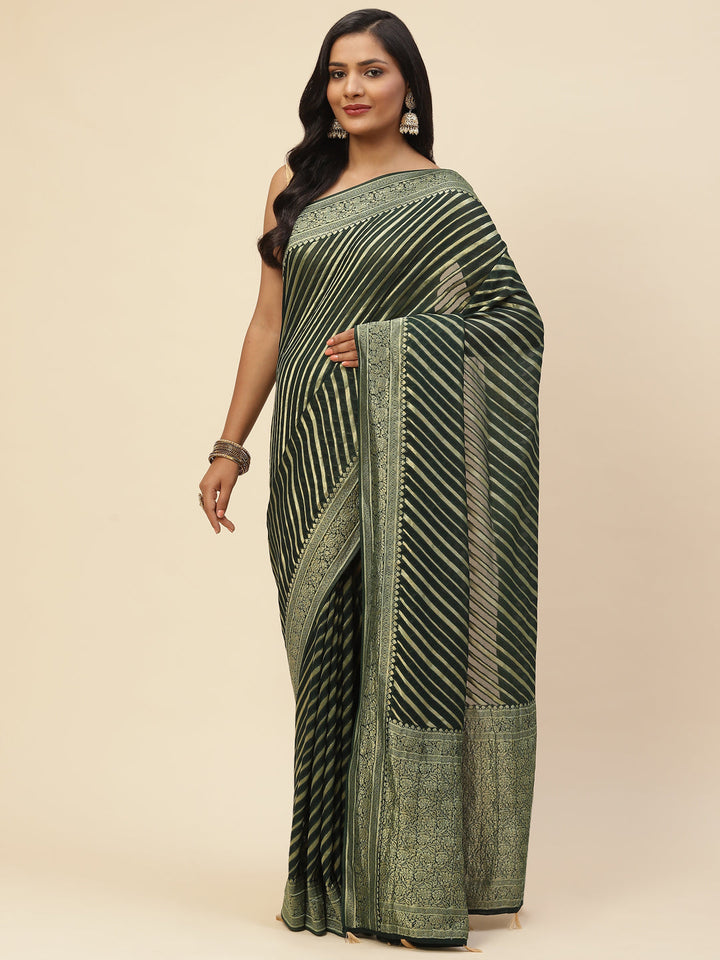 Plain Stripes Georgette Saree