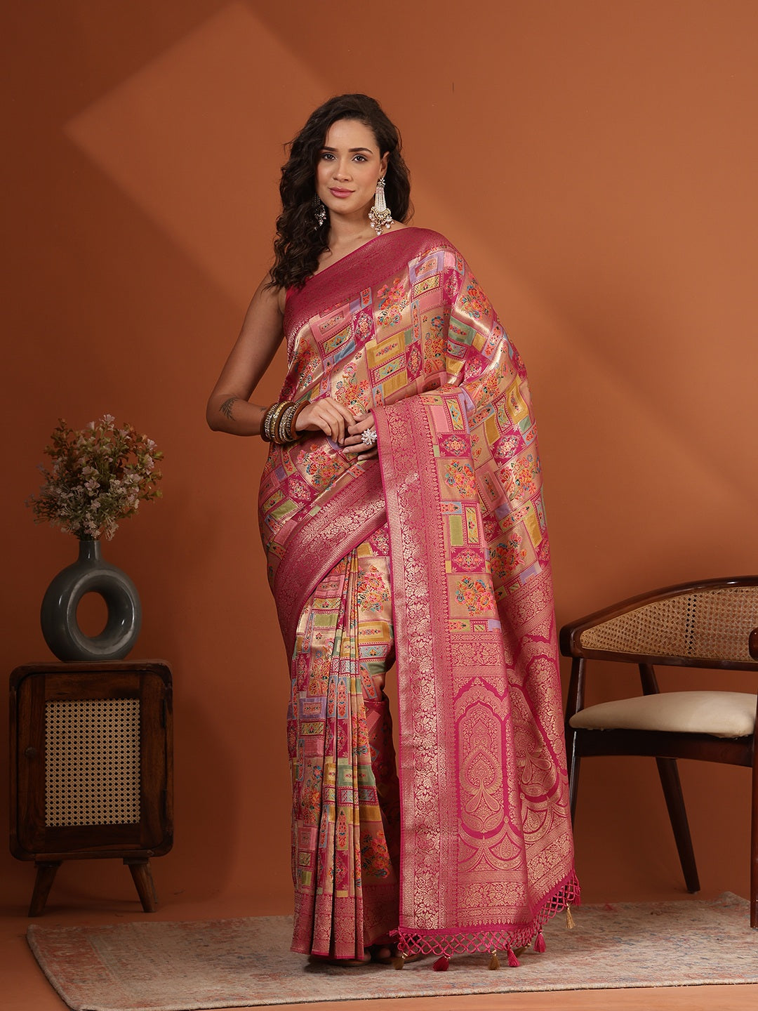 Woven Design Satin Saree