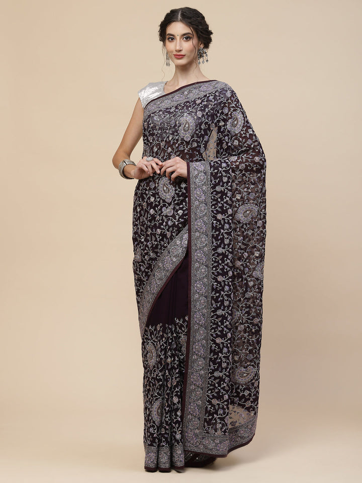 Resham Jaal Georgette Embroidered Saree
