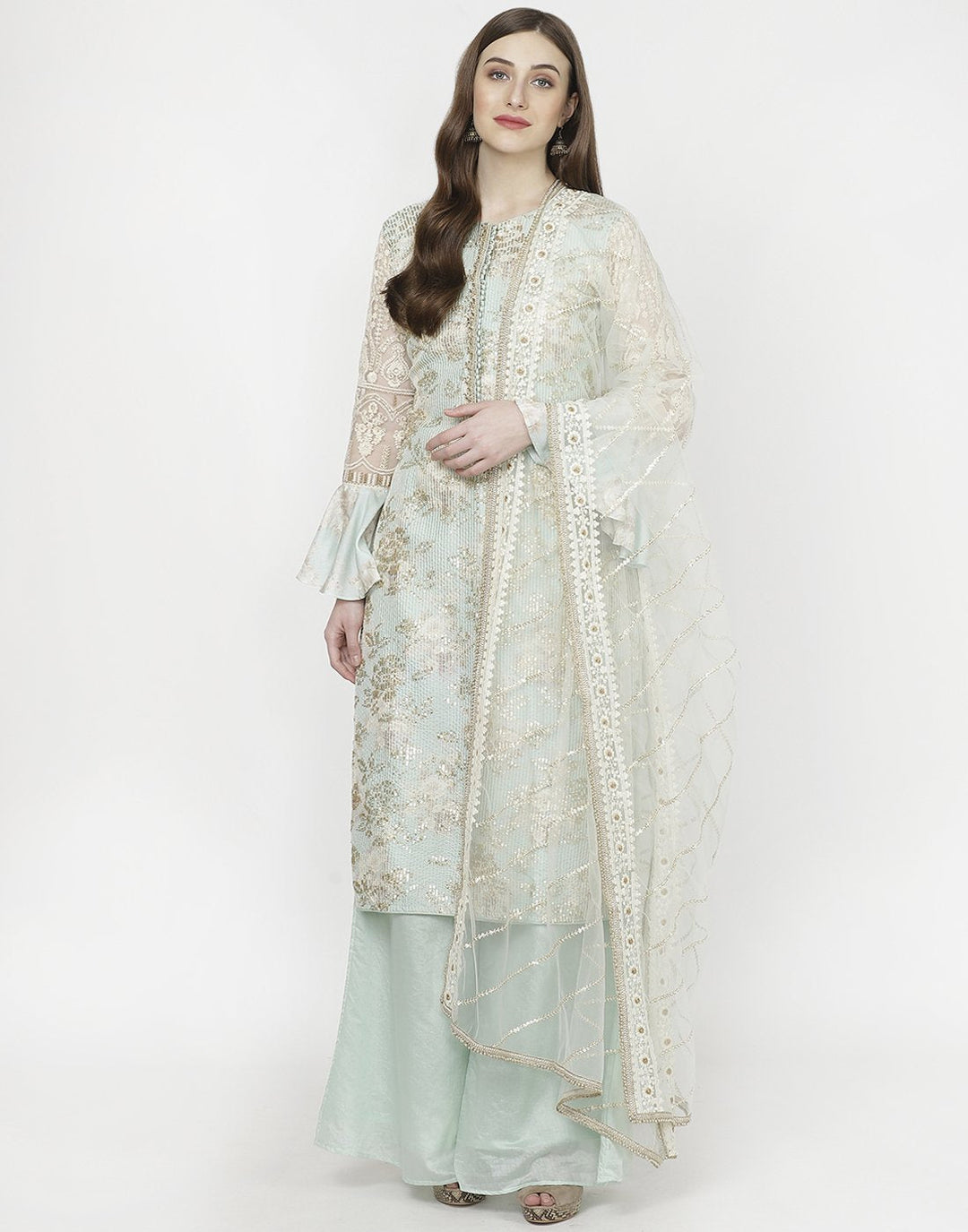 MBZ Meena Bazaar-Lemon Cotton Chanderi Salwar Kameez