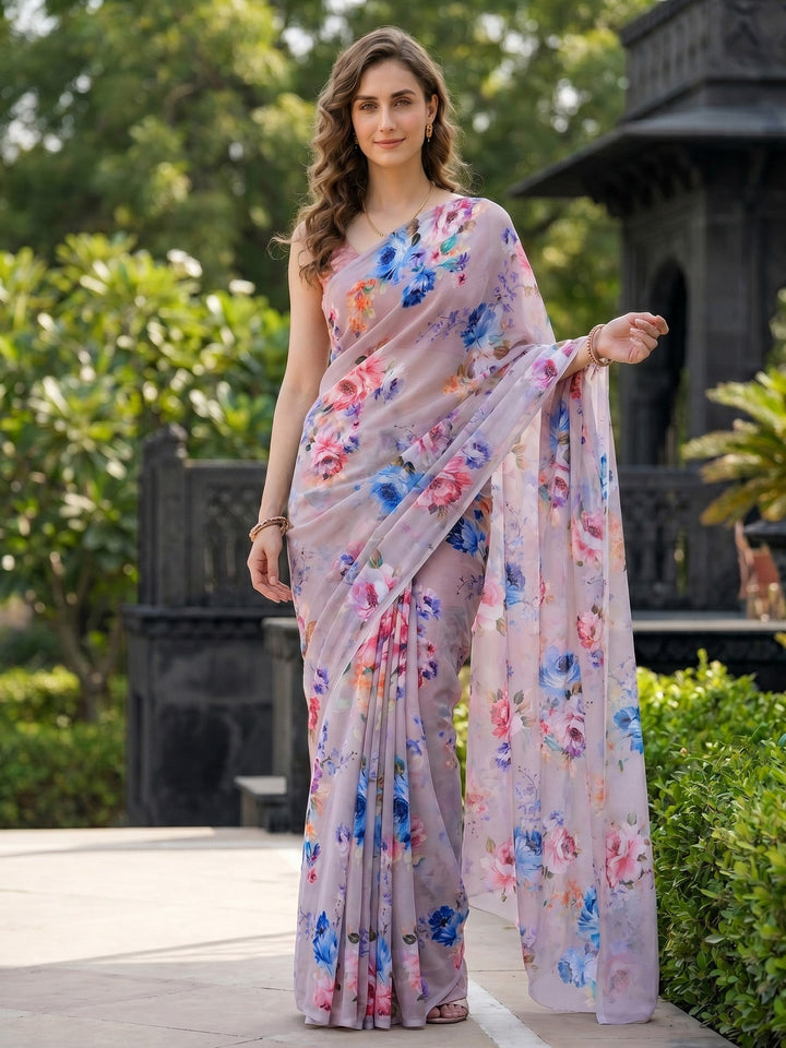 Digital Print Chiffon Saree