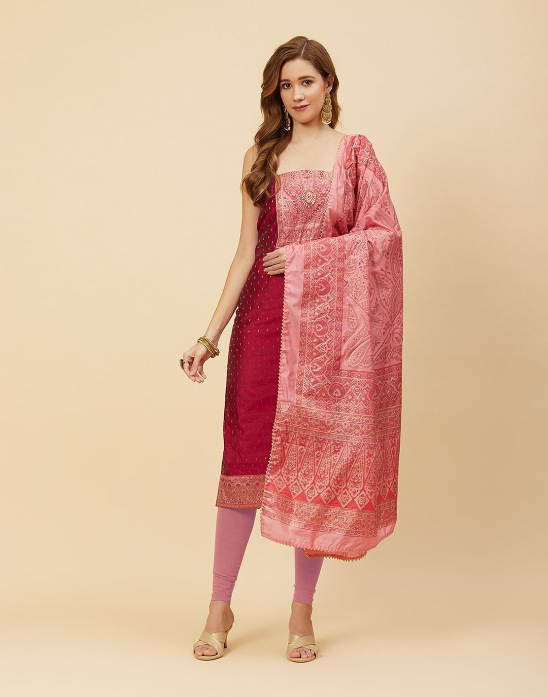 Printed Chanderi Suit Piece