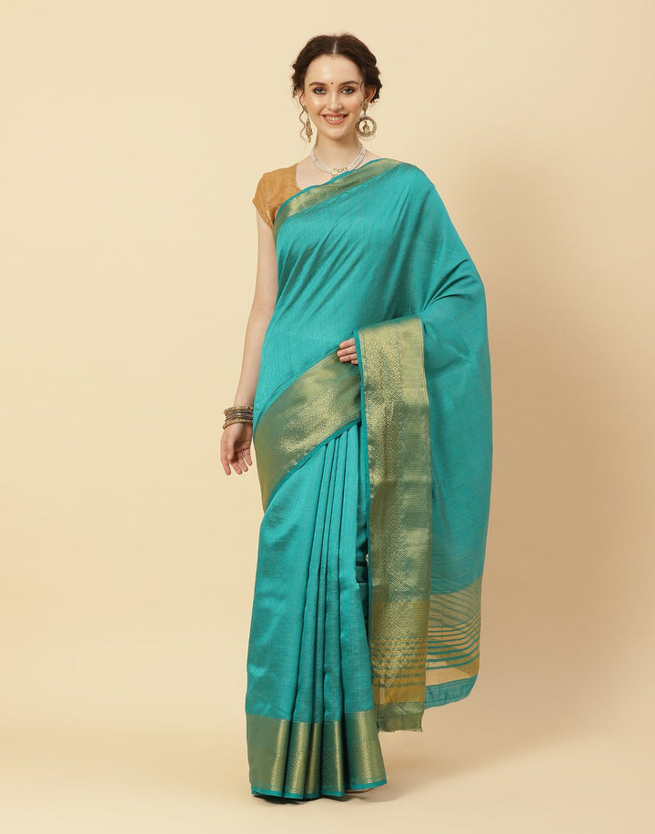 Woven Art Handloom Plain Zari Border Saree