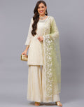 Cream Georgette Resham Work Salwar Kameez Stitched Suit