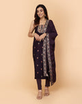 Embroidered Art Handloom Suit Piece With Crepe Dupatta