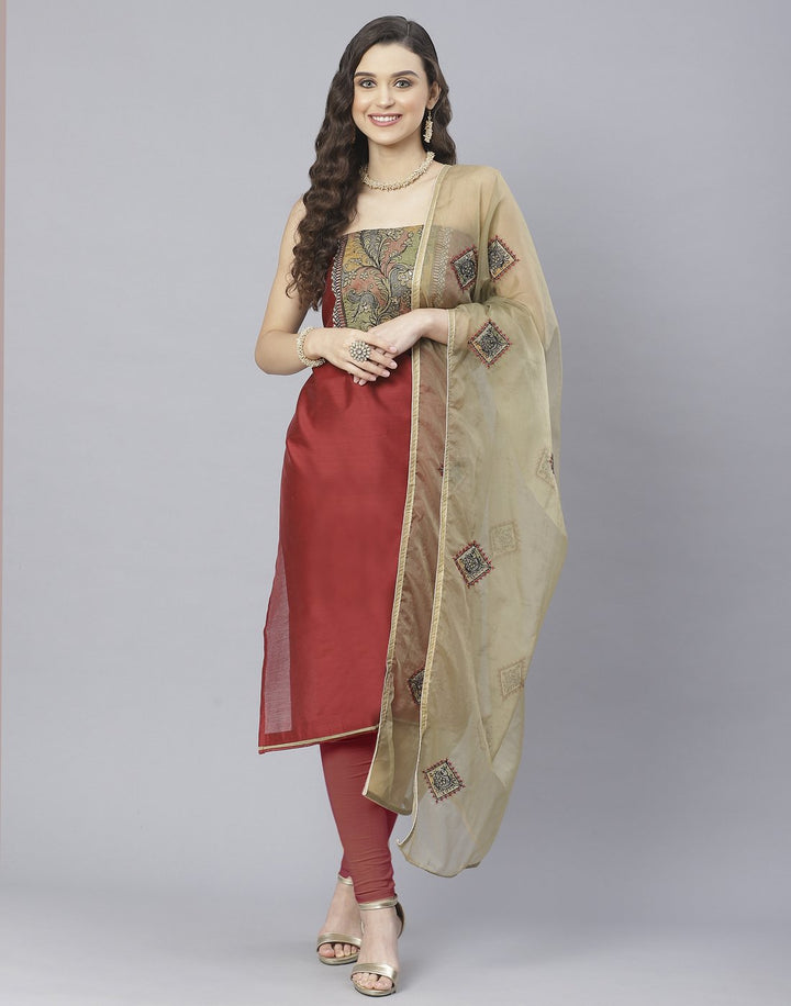 Chanderi Embroidered Suit Set