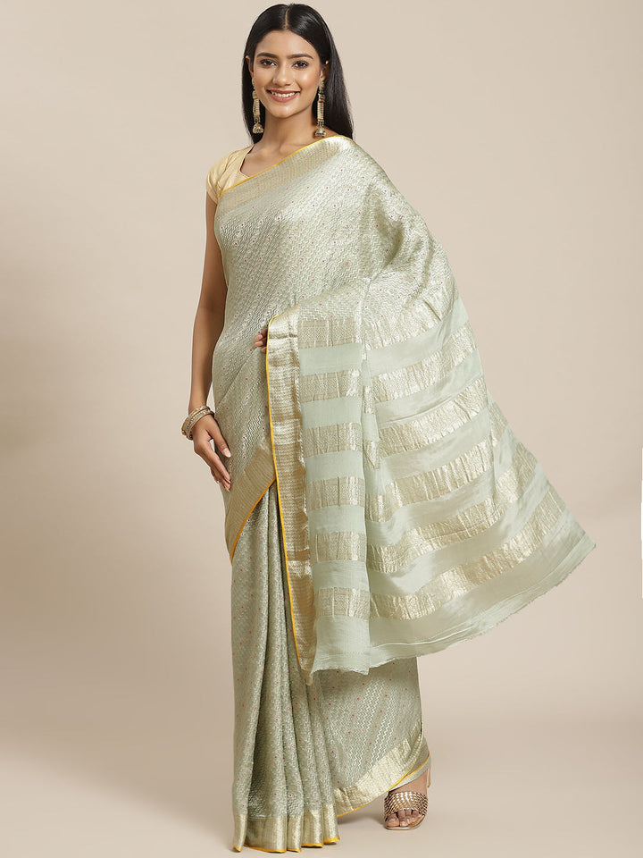 Brocade Zari Jaal Crepe Plain Saree
