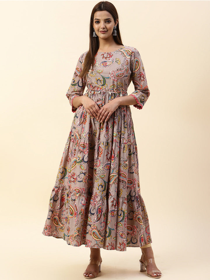 Floral Printed Cotton Anarkali Kurta