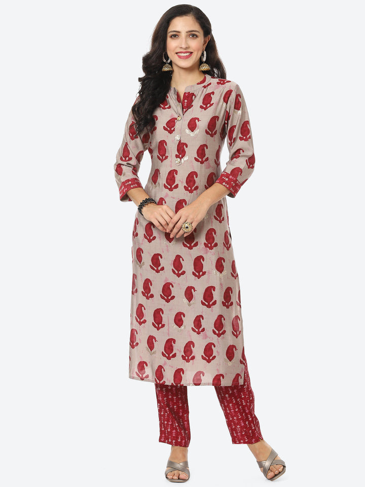 Paisley Printed Muslin Kurti With Pant