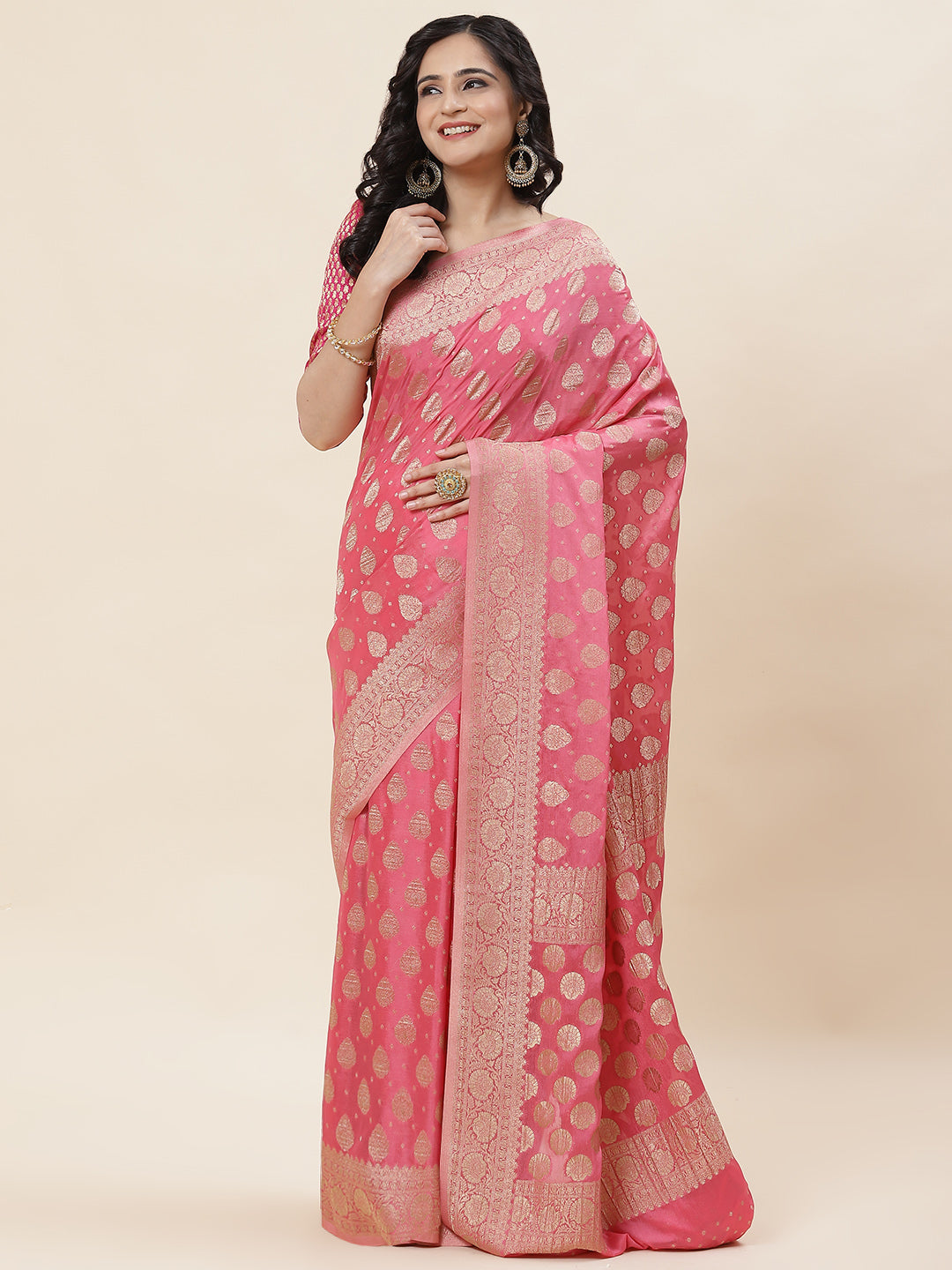 Zari Border Plain Georgette Saree
