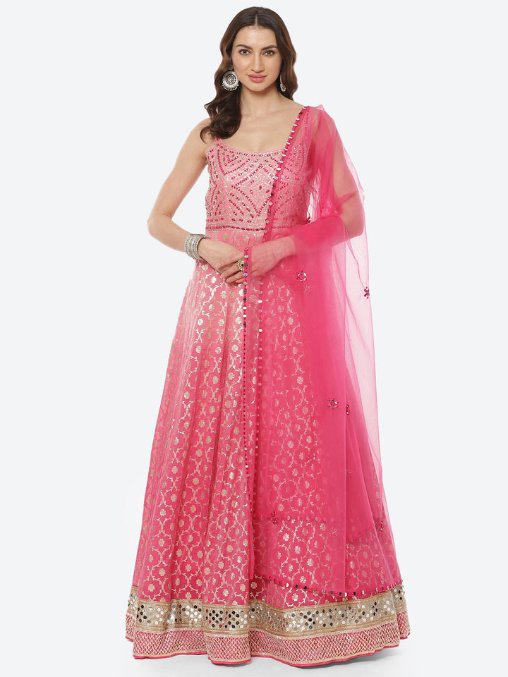 Zari Jaal Cotton Stitched Salwar Kameez With Net Dupatta