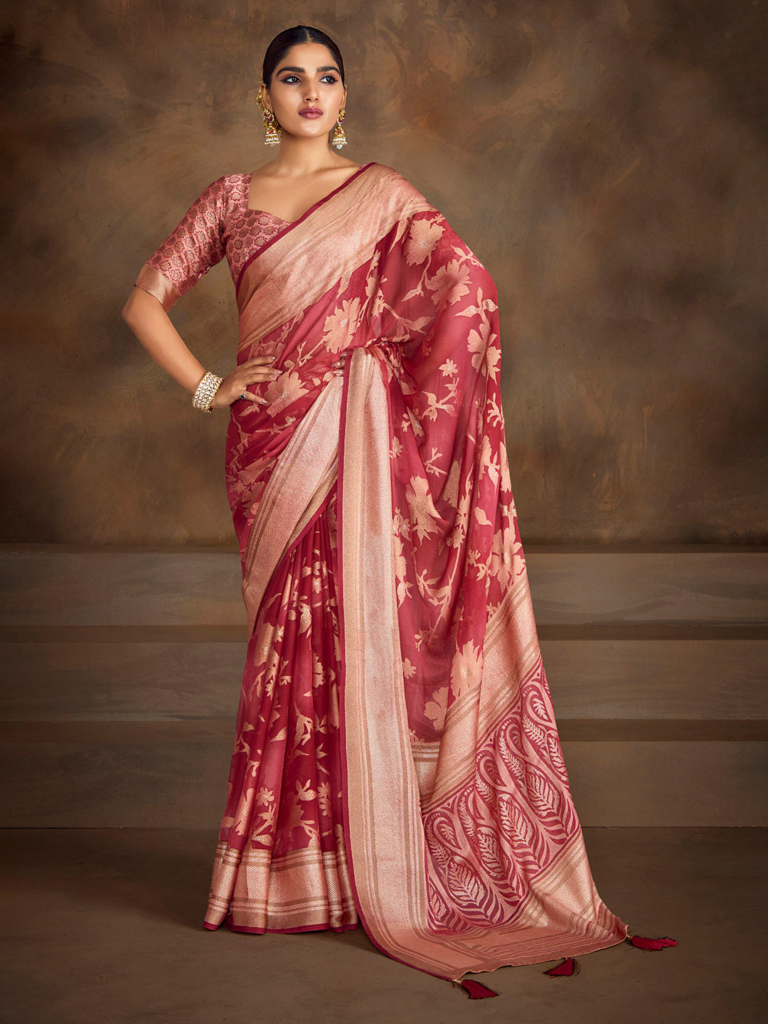 Floral Printed Georgette Saree
